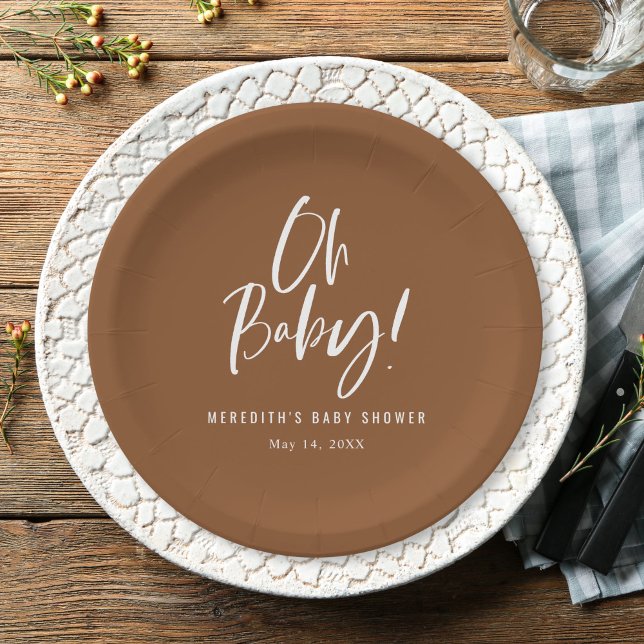 Simple Calligraphy Gender Neutral Baby Shower Paper Plates (Creator Uploaded)