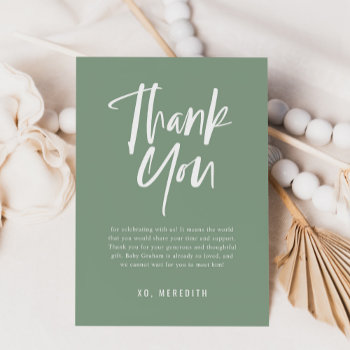 Simple Calligraphy Gender Neutral Baby Shower Thank You Card by JAmberDesign at Zazzle