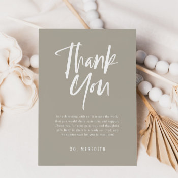 Simple Calligraphy Gender Neutral Baby Shower Thank You Card by JAmberDesign at Zazzle