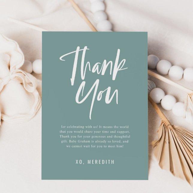 Simple Calligraphy Gender Neutral Baby Shower Thank You Card (Creator Uploaded)
