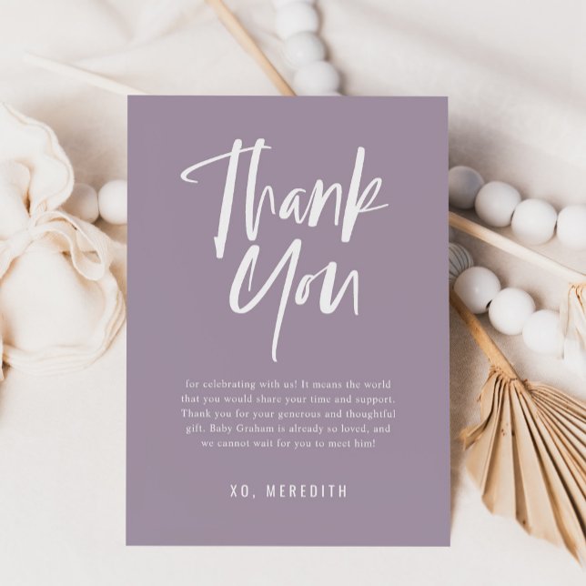 Simple Calligraphy Gender Neutral Baby Shower Thank You Card (Creator Uploaded)