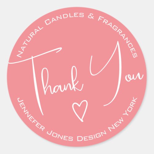 Simple Calligraphy Girly Pink Thank You Labels