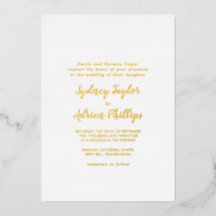 Simple Calligraphy Gold Back Formal Wedding Gold