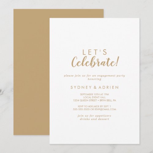 Simple Calligraphy|Gold Back Let's Celebrate Party