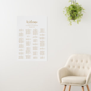 Simple Calligraphy Gold Back Wedding Seating Chart Foam Board