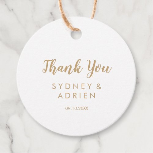 Simple CalligraphyGold Back Wedding Thank You Favor Tags