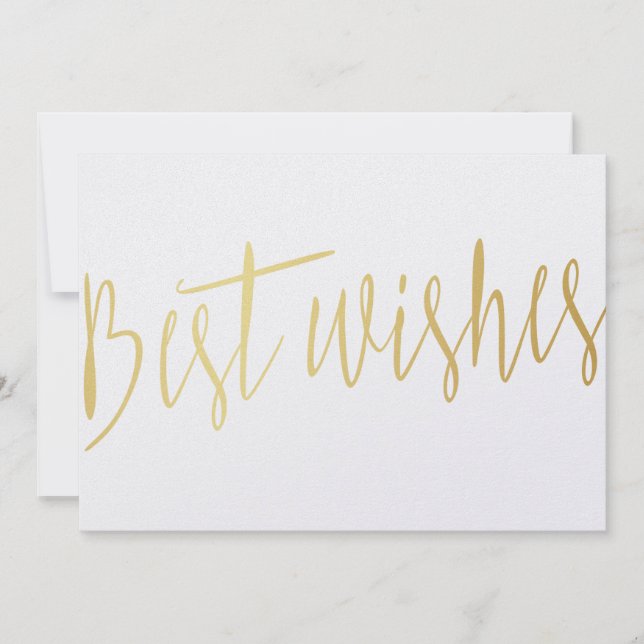 Simple calligraphy gold "Best wishes" Card (Front)