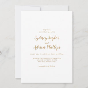 Simple Calligraphy Gold Casual Wedding Invitation