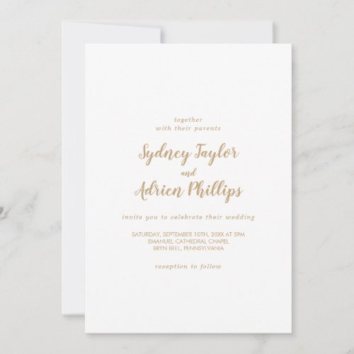 Simple CalligraphyGold Casual Wedding Invitation