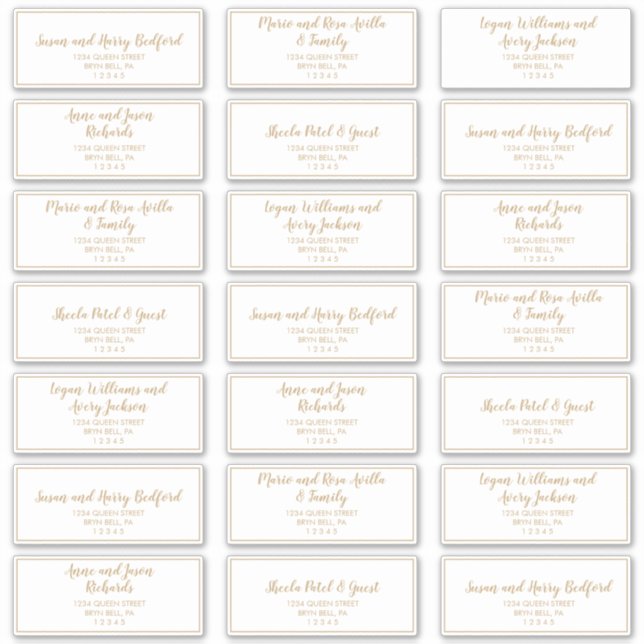 Simple Calligraphy|Gold Guest Address Labels (Front)