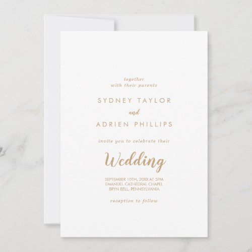 Simple CalligraphyGold Informal Wedding Invitation