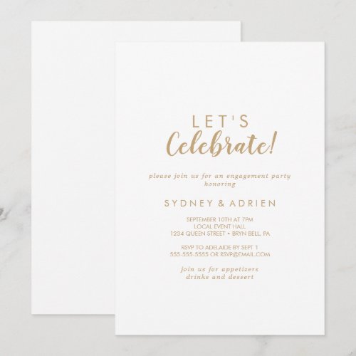Simple Calligraphy|Gold Let's Celebrate Party