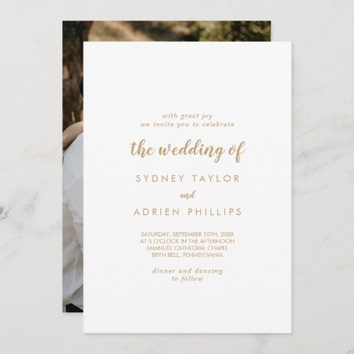 Simple CalligraphyGold Photo The Wedding Of Invitation