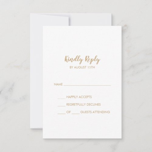Simple CalligraphyGold Simple Wedding RSVP Card