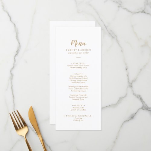 Simple CalligraphyGold Wedding Dinner Menu