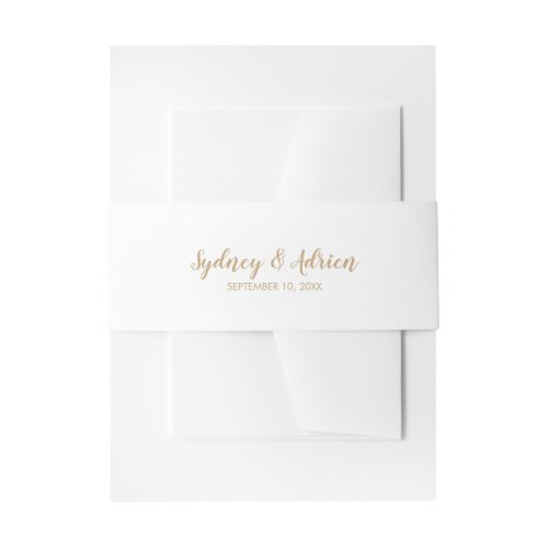 Simple CalligraphyGold Wedding Invitation Belly Band