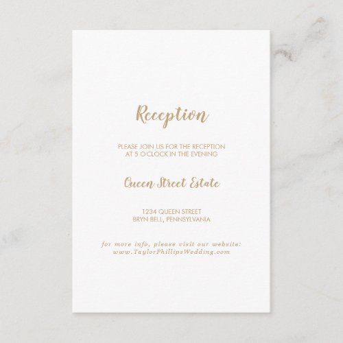 Simple CalligraphyGold Wedding Reception Enclosure Card