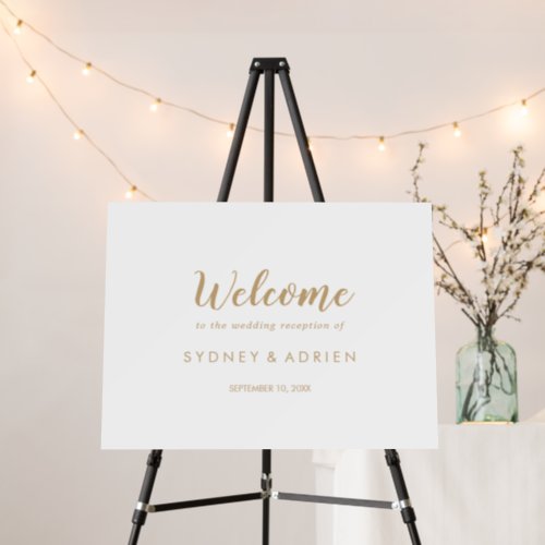 Simple CalligraphyGold Wedding Reception Welcome Foam Board