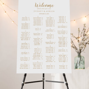 Simple Calligraphy Gold Wedding Seating Chart Foam Board
