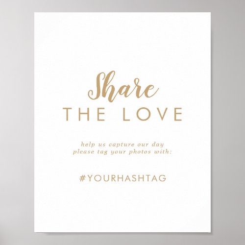 Simple CalligraphyGold Wedding Share the Love Poster