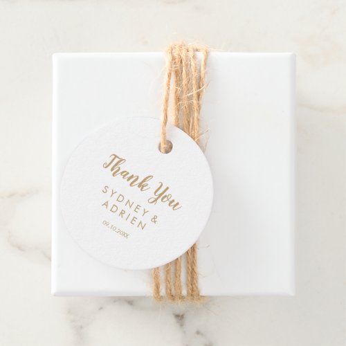 Simple CalligraphyGold Wedding Thank You Favor Tags
