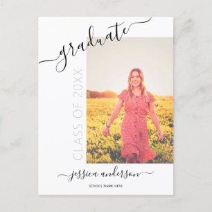 Simple Calligraphy Graduation Party Invitation Postcard