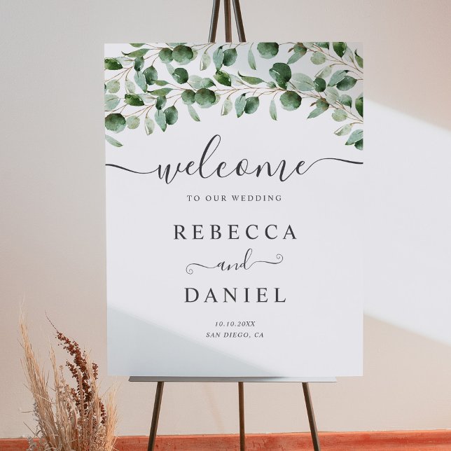 Simple Calligraphy Greenery Wedding Welcome Sign (Creator Uploaded)