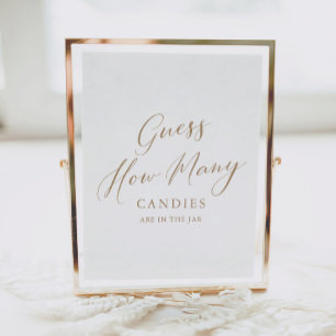 Simple Calligraphy Guess How Many Baby Shower Post Poster
