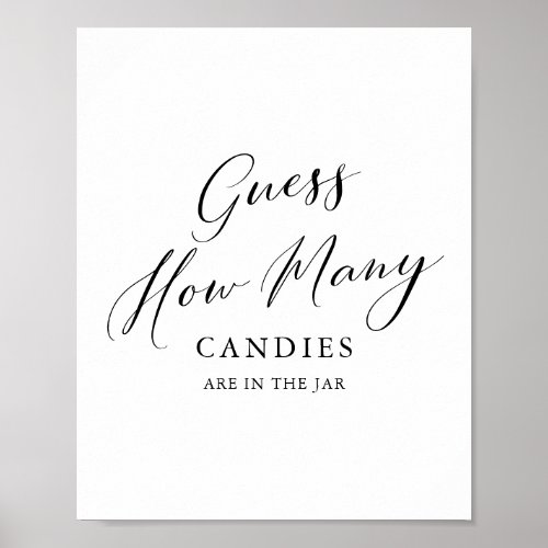 Simple Calligraphy Guess How Many Baby Shower Poster