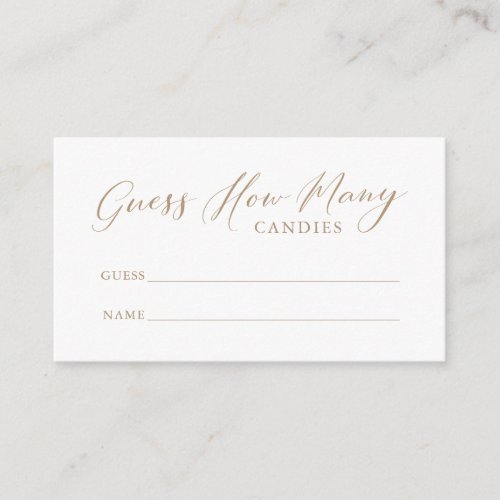 Simple Calligraphy Guess How Many Candies Enclosur Enclosure Card