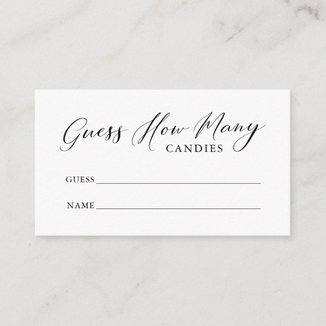 Simple Calligraphy Guess How Many Candies Enclosure Card (Front)