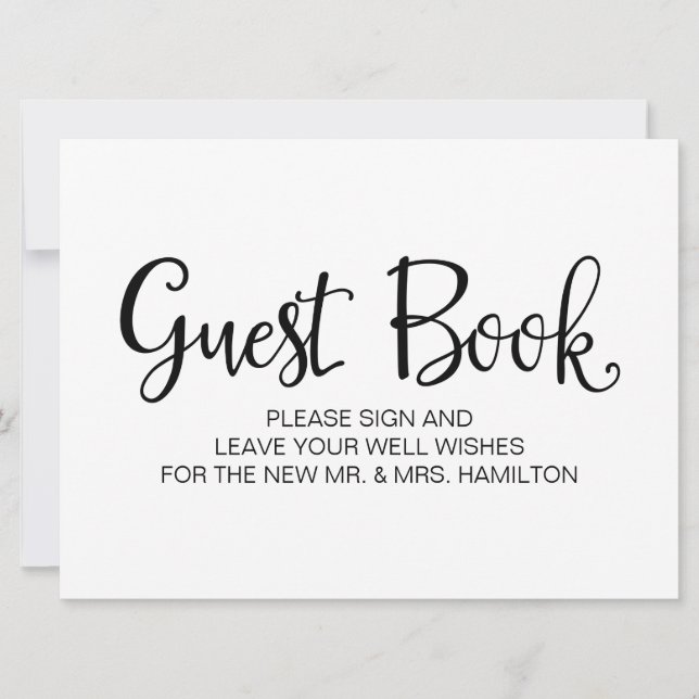 Simple Calligraphy | "Guest Book" Wedding sign Invitation (Front)