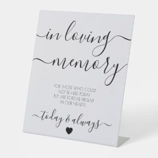 Simple Calligraphy Heart Wedding Memorial Pedestal Sign