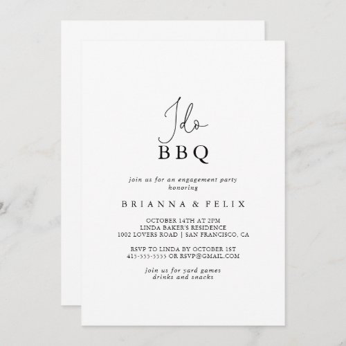 Simple Calligraphy I Do BBQ Engagement Party  Invitation
