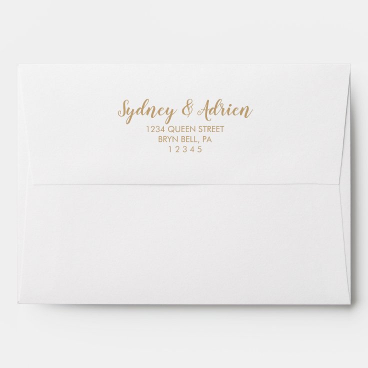 Simple Calligraphy in Gold Wedding Invitation Envelope Zazzle