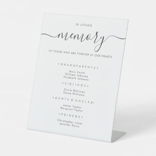 Simple Calligraphy In Loving Memory Wedding Pedestal Sign