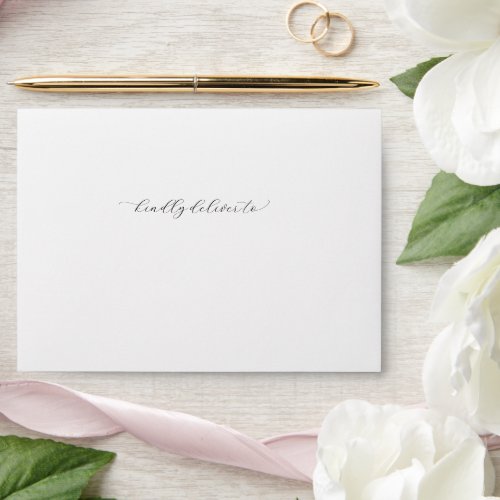 Simple Calligraphy Kindly Deliver to Wedding Envelope