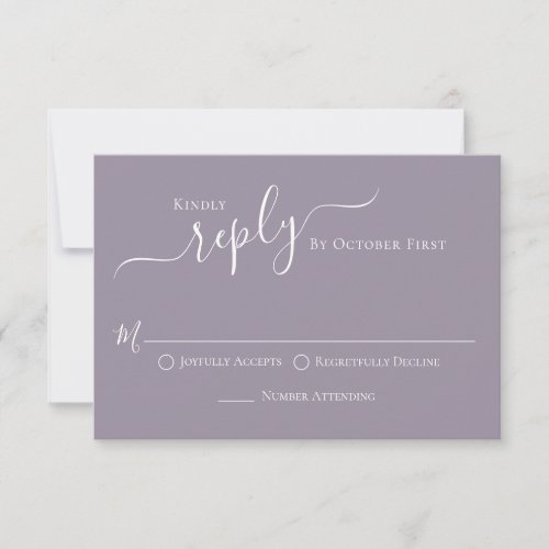 Simple Calligraphy Lavender Lilac Meal Choice RSVP