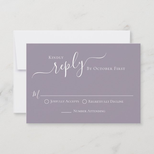 Simple Calligraphy Lavender Lilac Meal Choice RSVP Card (Front)