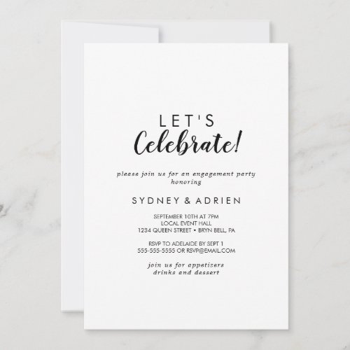 Simple Calligraphy Lets Celebrate Party Invitation