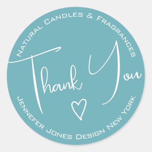 Simple Calligraphy Light Sky Blue Thank You Labels