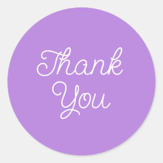 Simple Calligraphy Lilac Flat Thank You Card Classic Round Sticker