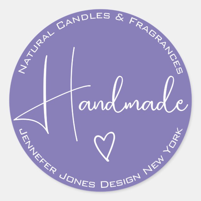 Simple Calligraphy Lilac Lavender Handmade Labels (Front)