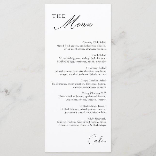Simple Calligraphy Menu  (Front)