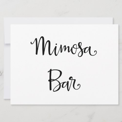 Simple Calligraphy  Mimosa Bar wedding Sign Invitation