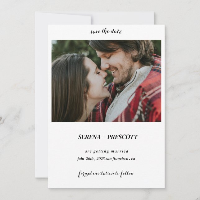 Simple Calligraphy Minimalist Save The Date photo  (Front)