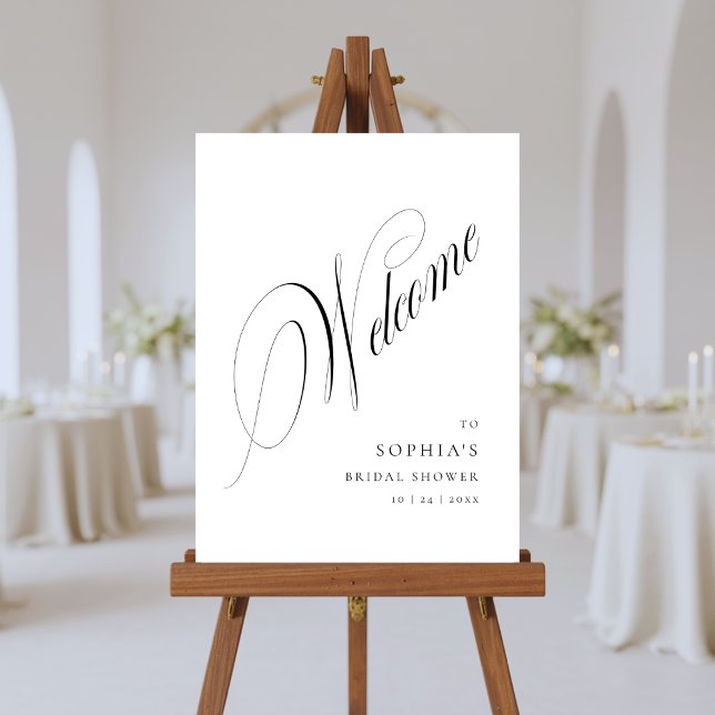 Simple Calligraphy Modern Bridal Shower Welcome Foam Board (Creator Uploaded)