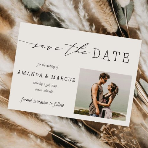 Simple Calligraphy Modern Photo Wedding Save The Date