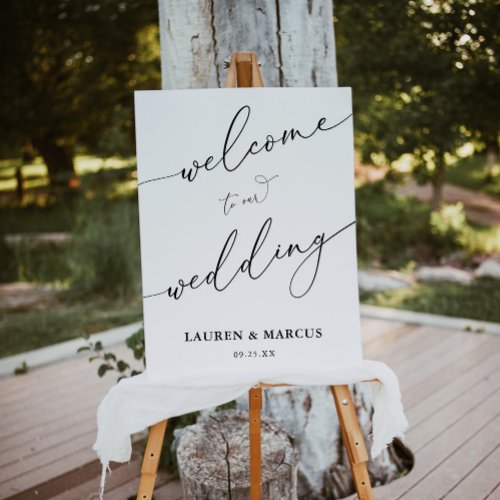 Simple Calligraphy Modern Wedding Welcome Poster