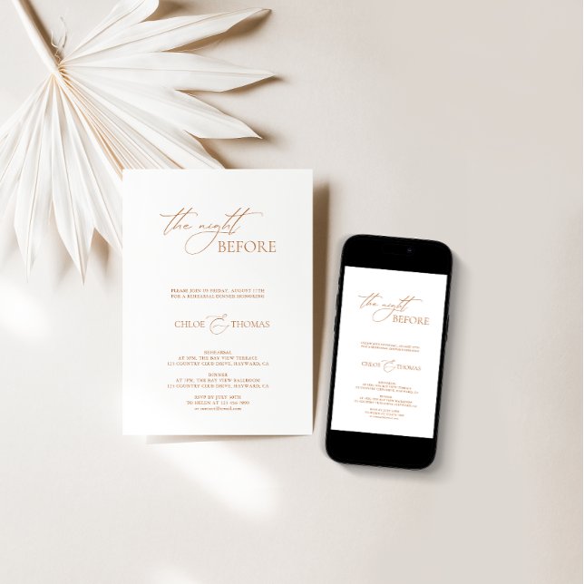 Simple Calligraphy Modern White Rehearsal Dinner Invitation (Creator Uploaded)